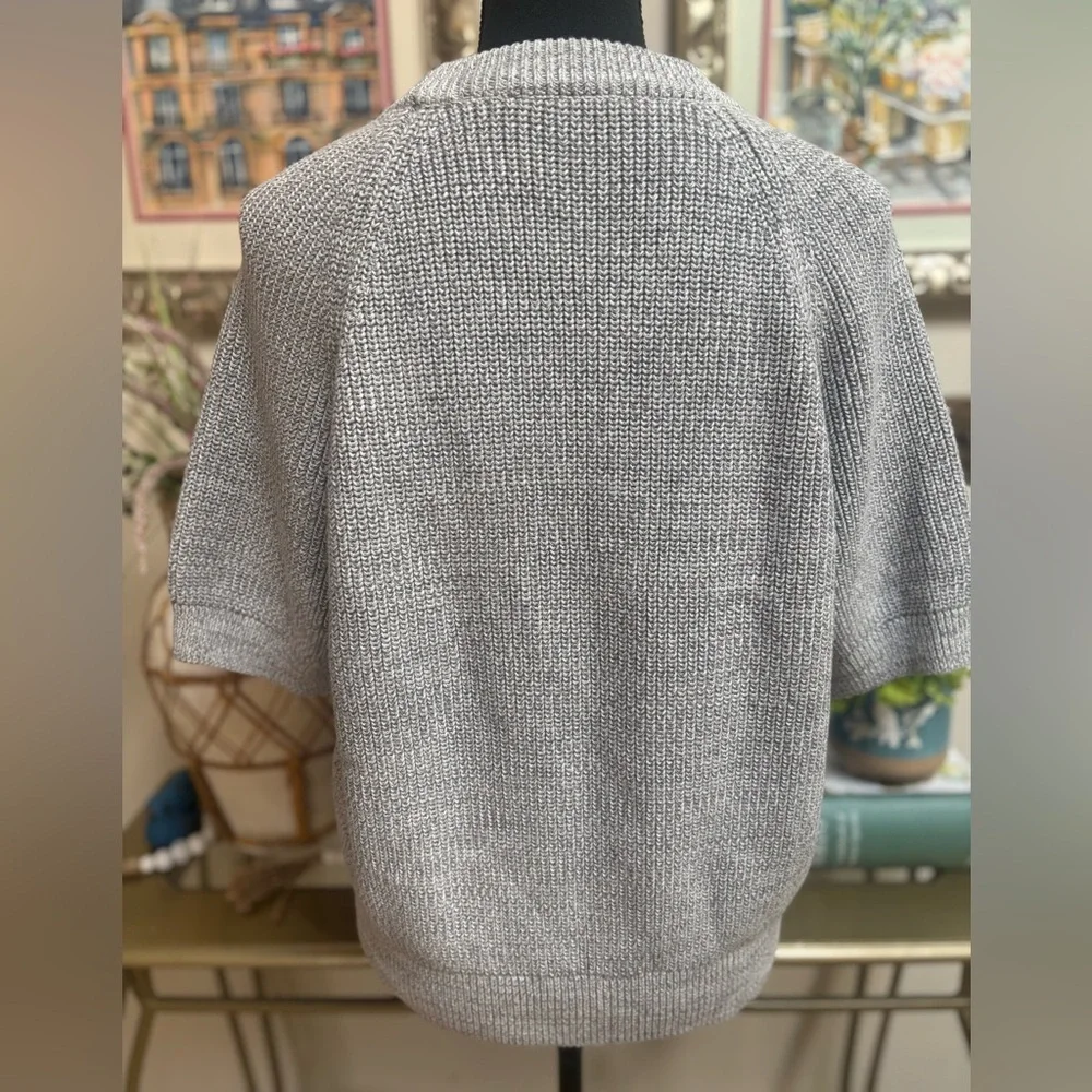 WHITE+WARREN CLASSIC LUXURY ORGANIC COTTON GREY MARL CREWNECK SWEATER SIZE MED - Picture 4 of 11